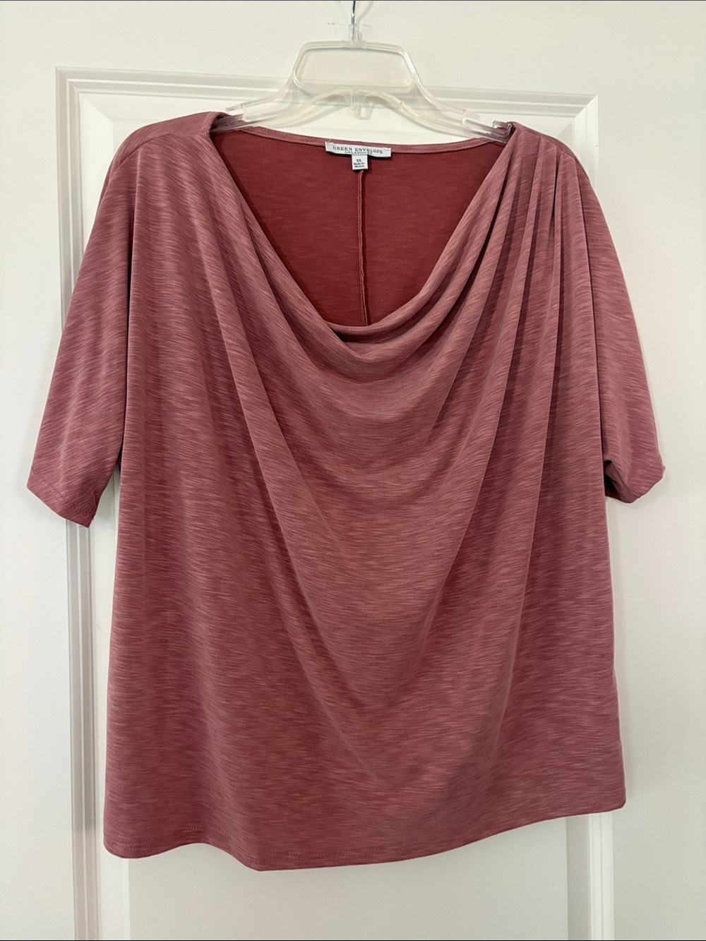 Green envelope Rosewood Cowl Neck Short-Sleeve Top